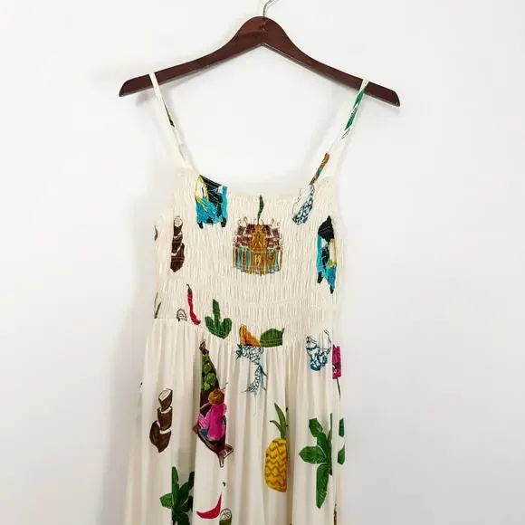 PAPER HEART Smocked Thailand Printed Maxi Dress Medium M - Picture 4 of 11